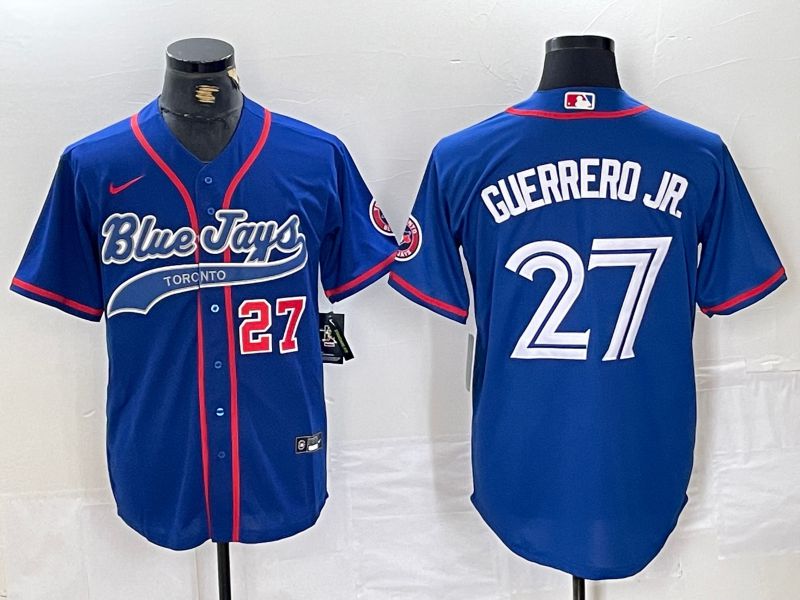 Men Toronto Blue Jays #27 Guerrero jr Blue Jointly 2024 Nike MLB Jersey style 1->->MLB Jersey